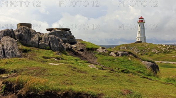 Louisbourg Lighthouse on Cape Breton Island in Nova Scotia, Canada, North America