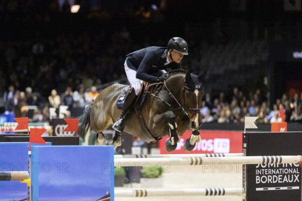 Max Kuhner of Austria competes in the Audi Grand Prix equestrian event at Jumping International Bordeaux, in Bordeaux, France, Europe
