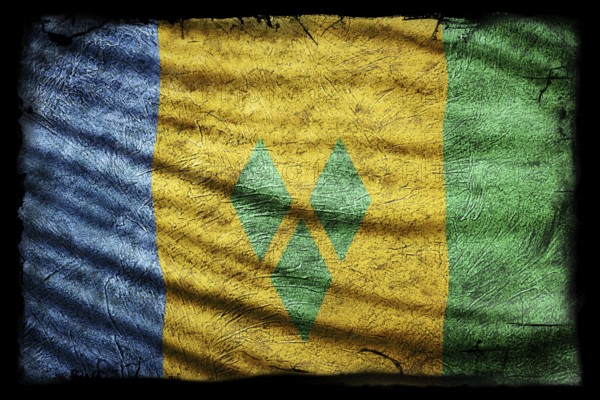 Saint Vincent and the Grenadines Flag, Grunge Texture Background