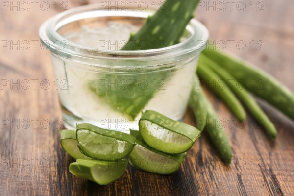 Aloe vera juice with fresh leaves