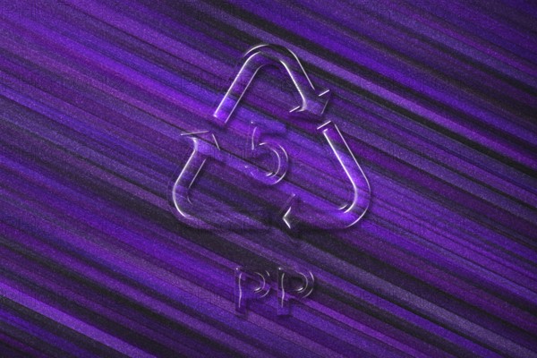 PP, Plastic recycling symbol PP 5, violet background