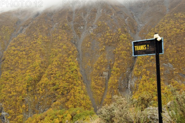Thanks board, Thilicho, Khangsar, Manang, Nepal, Asia