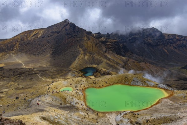 Emerald Lakes at Tongariro National Park in New Zealand