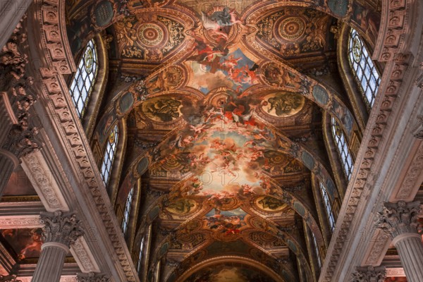 VERSAILLES FRANCE APRIL 01 : Interiors, architectural details an ceilings of the Royal Chapel, in Versailles, France, Europe