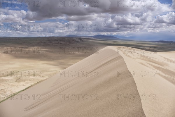 Barkhans in Mongolia. Sandy dune desert Mongol Els near lake Durgen Nuur. Khovd province, Western Mongolia