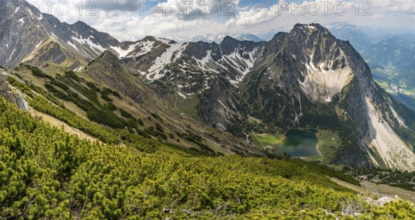 Entschenkopf crossing with a fantastic panoramic view of the Upper and Lower Gaisalpsee and the Allgau Alps