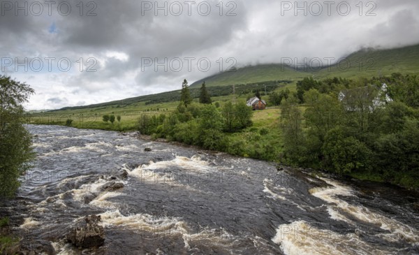 The bridge of orchy river in Argyll and Bute in the central highlands of Scotland, United Kingdom. Longexposure photography