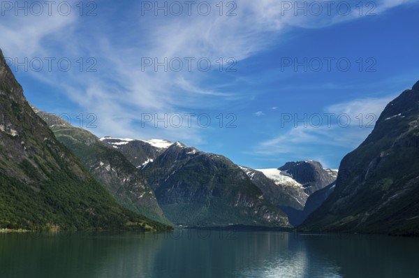 Lake at the Kjenndalsbreen glacier in Norway, part of the Jostedalsbreen. Lake at the Kjenndalsbreen glacier in the middle of Norway in summertime