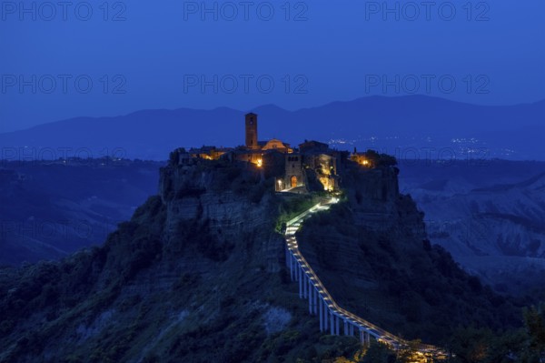 Civita di bagnoregio, landscape, night, italy