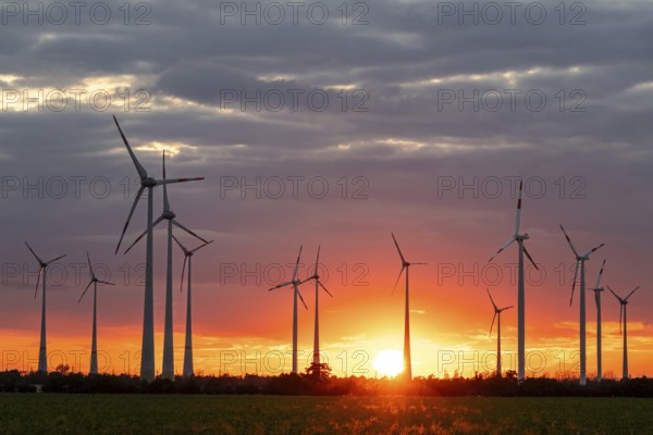 Wind turbines Wind farm at sunset