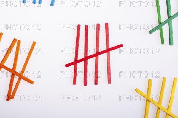 Colorful counting rods for kids to learn mathematics on white