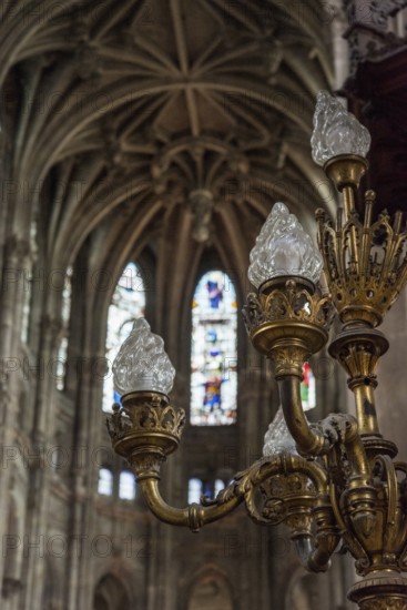 PARIS, FRANCE, MAY 24, 2022, Inside the gothic church Saint Eustache in Paris, France, Europe