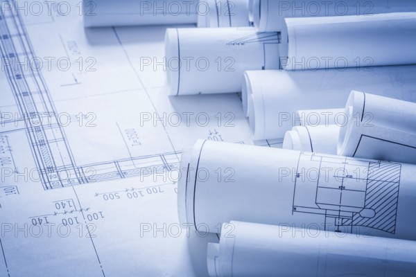 Close up of architecture construction plans building concept