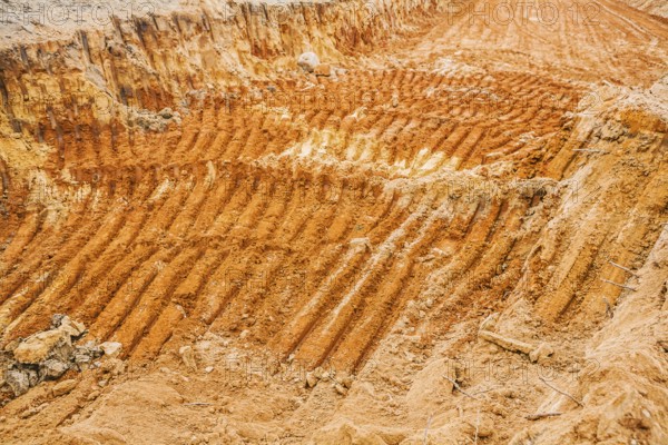 Texture of sand after working of exkavator