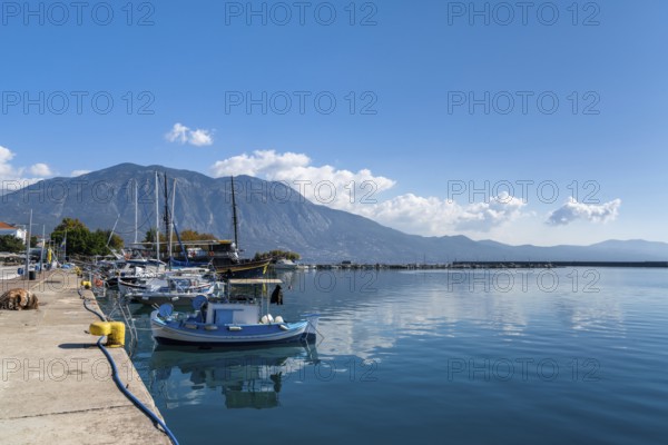 Kalamata, Greece, 10 November, 2022: many boats moored in the harbor of Kalamata on the Peloponnese in Greece, Europe