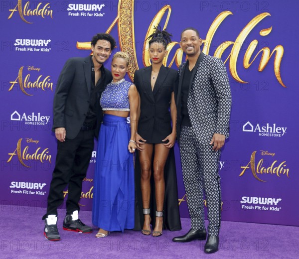 Trey Smith, Jada Pinkett Smith, Willow Smith and Will Smith at the Los Angeles premiere of 'Aladdin' held at the El Capitan Theatre in Hollywood, USA on May 21, 2019