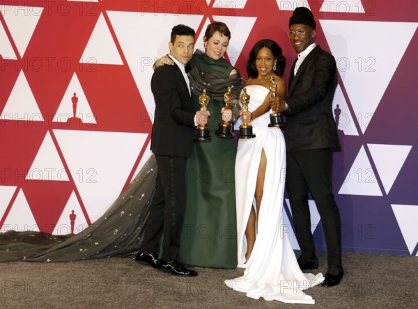 Rami Malek, Olivia Colman, Regina King and Mahershala Ali at the 91st Annual Academy Awards, Press Room held at the Loews Hotel in Hollywood, USA on February 24, 2019