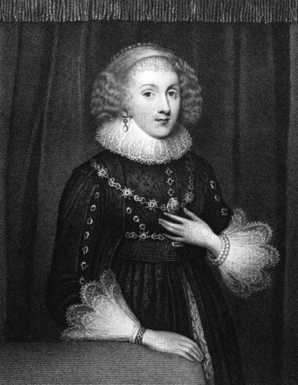 Mary Sidney (1561-1621) on engraving from 1830. English writer. Engraved by W.T.Fry and published in Portraits of Illustrious Personages of Great Britain, UK, 1830