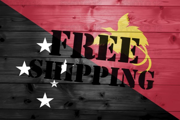 Papua New Guinea flag, Free Shipping on wooden transport box with flag Logistics Concept