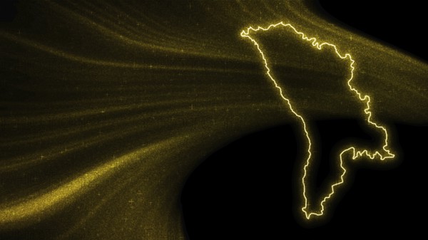 Map of Moldova, Gold glitter map on dark background