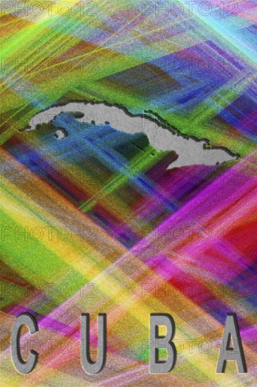 Map of Cuba, colorful background, copy space