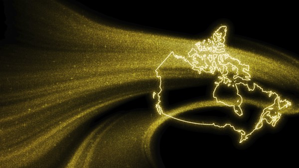 Map of Canada, Gold glitter map on dark background