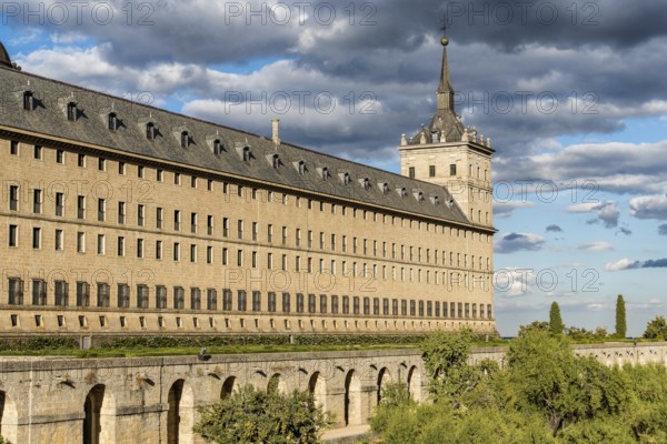 San Lorenzo de El Escorial, Spain, September 8, 2021: Royal Site of San Lorenzo de El Escorial or Monasterio del Escorial, Europe