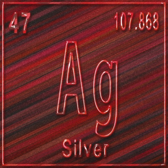Silver chemical element, Sign with atomic number and atomic weight, Periodic Table Element
