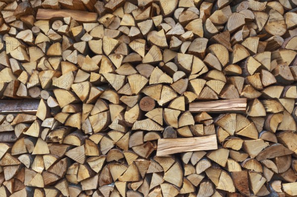 Chopped firewood close up background