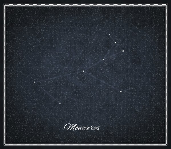 Monoceros star constellation, Night sky, Cluster of stars, Deep space, Unicorn constellation