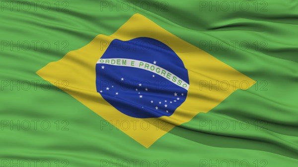Closeup Brazil Flag, Waving in the Wind, High Resolution