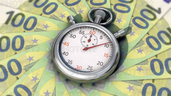 Symbolic image on the subject of the euro and time