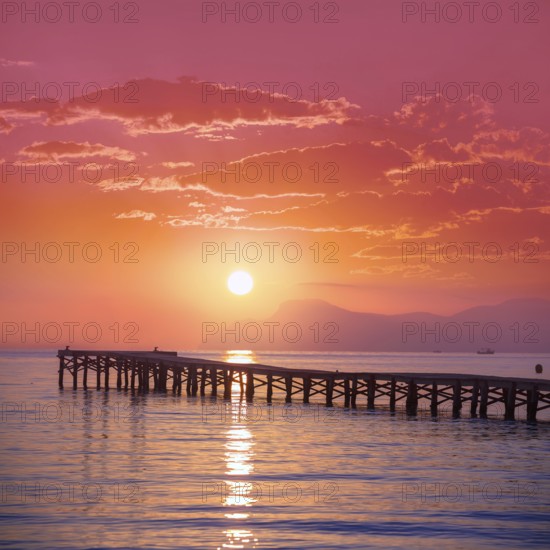 Majorca Muro beach sunrise in Alcudia Bay Mallorca at Balearic Islands of Spain
