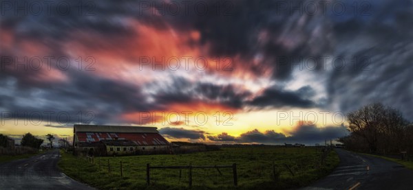 Sunset at the Farm, Northern California, USA, Color Image, North America