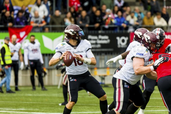 European League of Football, ELF/ Game : Rhein Fire at Helvetic Guards on 27. Aug. 2023, in the Lidl Sportpark , Wil , Switzerland, Europe