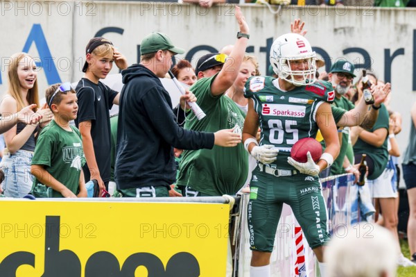 German Football League, Game: Schwäbisch Hall Unicorns, Kirchdorf Wildcats in the Optima Sportpark in Schwäbisch Hall Germany on 27. July. 2024