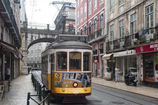 11.06.2018, Lisbon, Portugal, Europe, A tram in the historic centre of the Portuguese capital, Europe