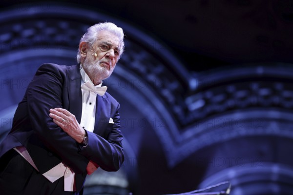 Sofia, Bulgaria - 31 August, 2021: Opera singer Placido Domingo (pictured) performs during a joint concert with operatic soprano Sonya Yoncheva in front of The St. Alexander Nevsky Cathedral, Sofia, Bulgaria, Europe