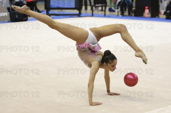 Sofia, Bulgaria - 10 March, 2017: Individual rhythmic gymnast Neviana Vladinova acts during qualifications for national tournament in Sofia