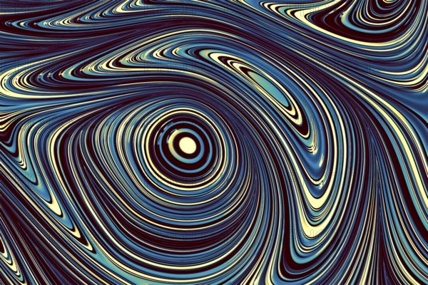 Abstract geometic background - computer-generated image. Fractal geometry: pattern of distorted concentric circles. Digital art for banners, posters, covers