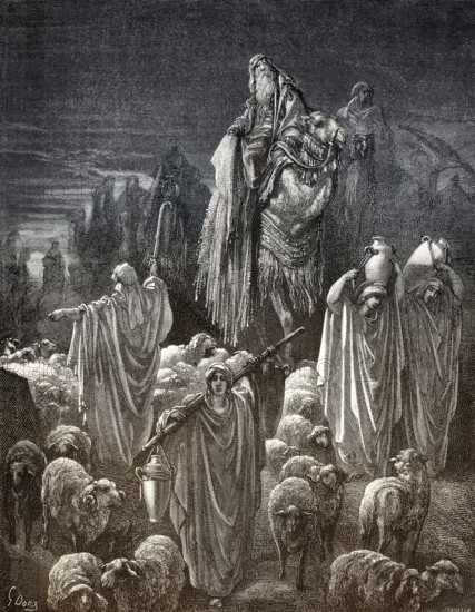 Jacob Goes to Egypt, woodcut by Gustave Doré