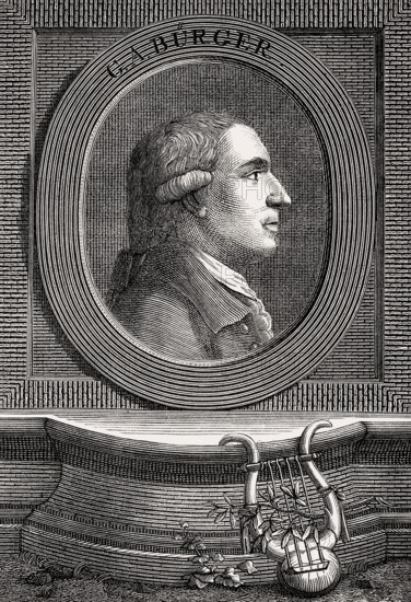 Gottfried August Buerger, 1747, 1794, German author of The Adventures of Baron Munchausen