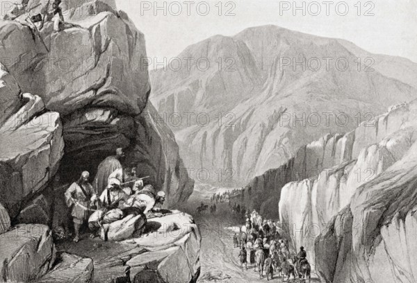 British forces traverse Sir I Khajur in Bolan Pass in 1839
