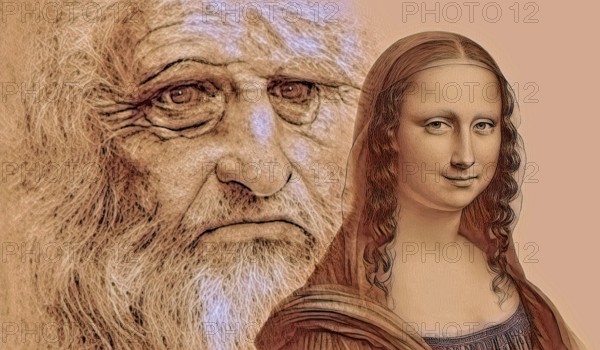Leonardo da Vinci, 1452 - 1519, Italian painter, sculptor, architect and engineer, the painting la Gioconda, Mona Lisa, digitally edited