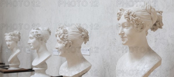 Possagno, Italy, August 2022: Antonio Canova collection. Classical sculptures in perspective, gallery of masterpieces, Europe
