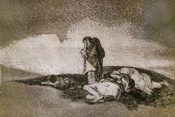 The disasters of war, no. 60: There is no one to help them, 1810 -1814, Francisco de Goya, first printing of 1863, made by the Royal Academy of Fine Arts of San Fernando in Madrid, convent of San Francisco, Santo Domingo de la Calzada, La Rioja, Spain, Europe