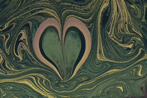 Beautiful abstract art of Ebru marbling painting techniques on water with paints