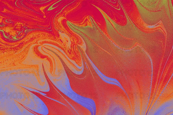 Beautiful abstract art of Ebru marbling painting techniques on water with acrylic paints