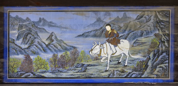 Traditional Korean painting, Bongeunsa Temple, Seoul, Republic of Korea