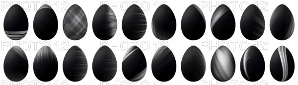 Silver Easter Eggs Set, Silver trendy style eggs Set, Clipping path